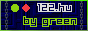 a 88x31 button with a dark blue background. it has chains, a circular and square list marker, and the text '122.hu by green'. 122.hu is in white, while 'by green' is green